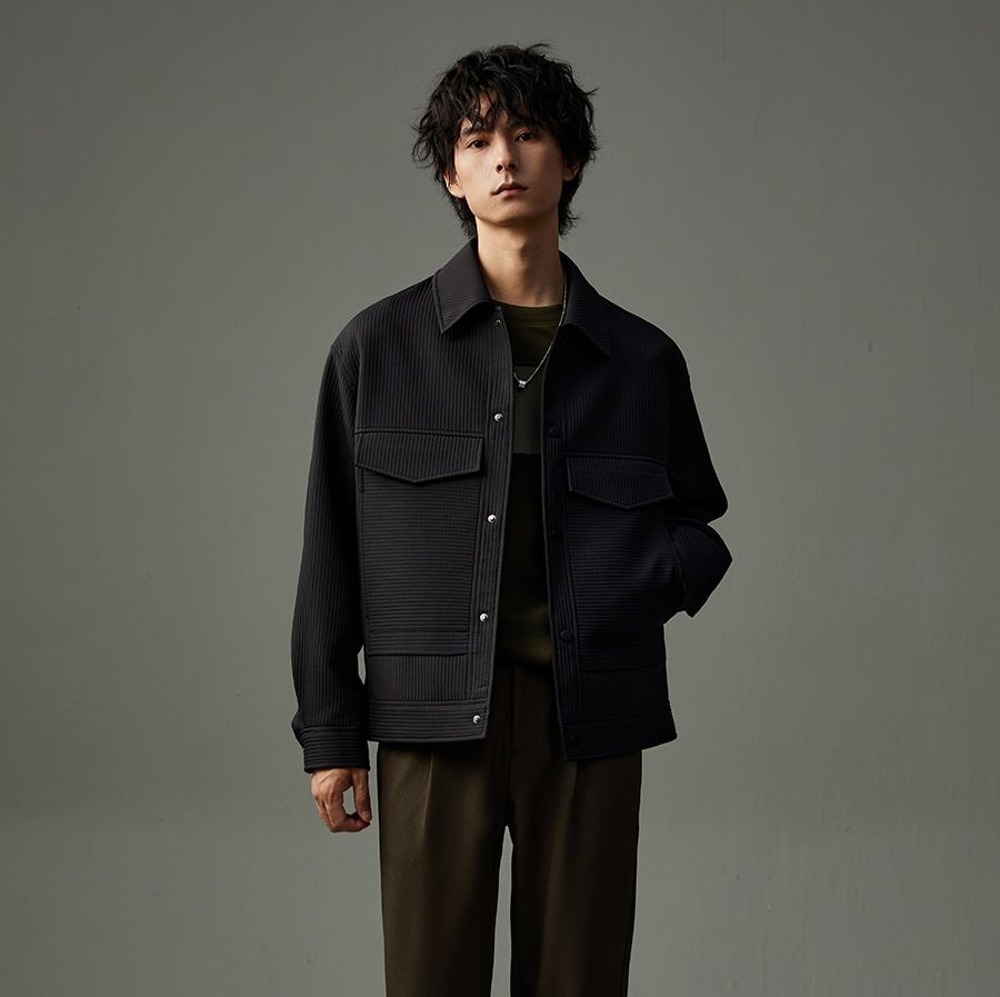 30代メンズファッション 立体リブワークジャケット
