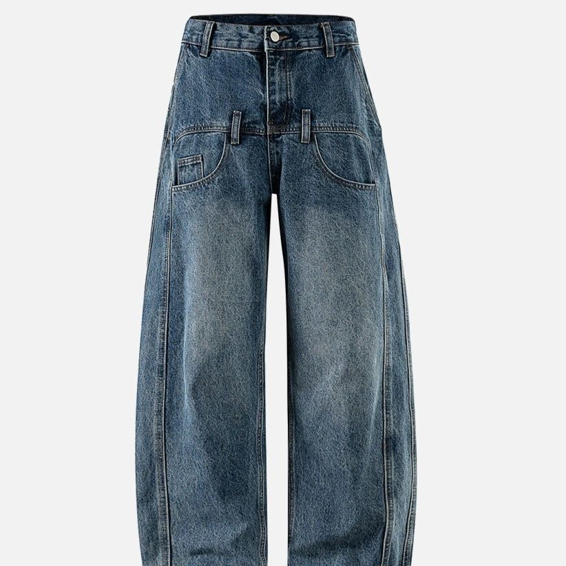 30代メンズファッション ワイドデニムパンツ ゆったりシルエット