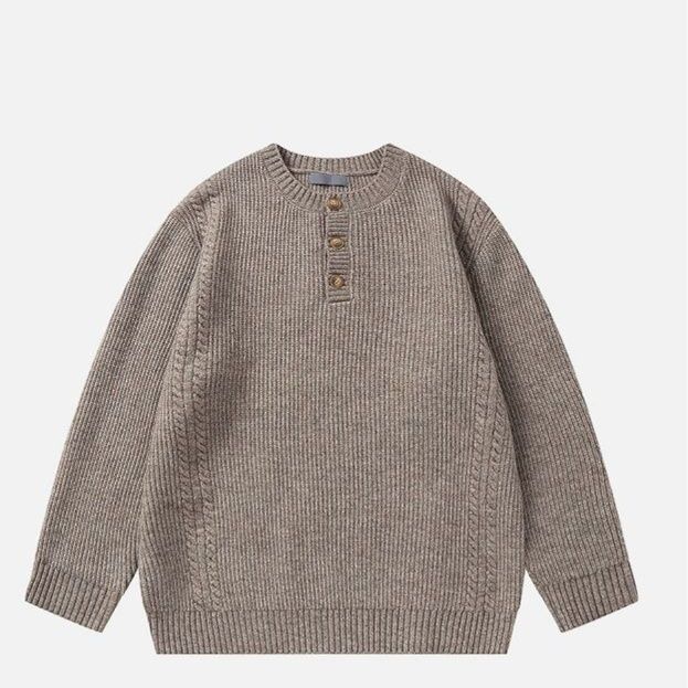 30代メンズファッション 秋冬ケーブル編みニットセーター長袖トップス