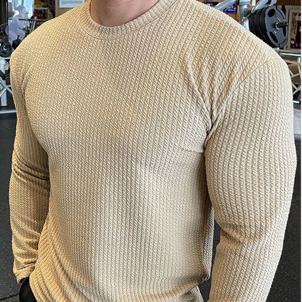 30代メンズファッション ワッフル編み長袖ニット クルーネック全5色 トップス