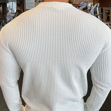 30代メンズファッション ワッフル編み長袖ニット クルーネック全5色 トップス