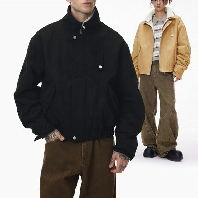 30代メンズファッション 取り外し襟付きボアジャケット裏起毛冬物アウター全3色