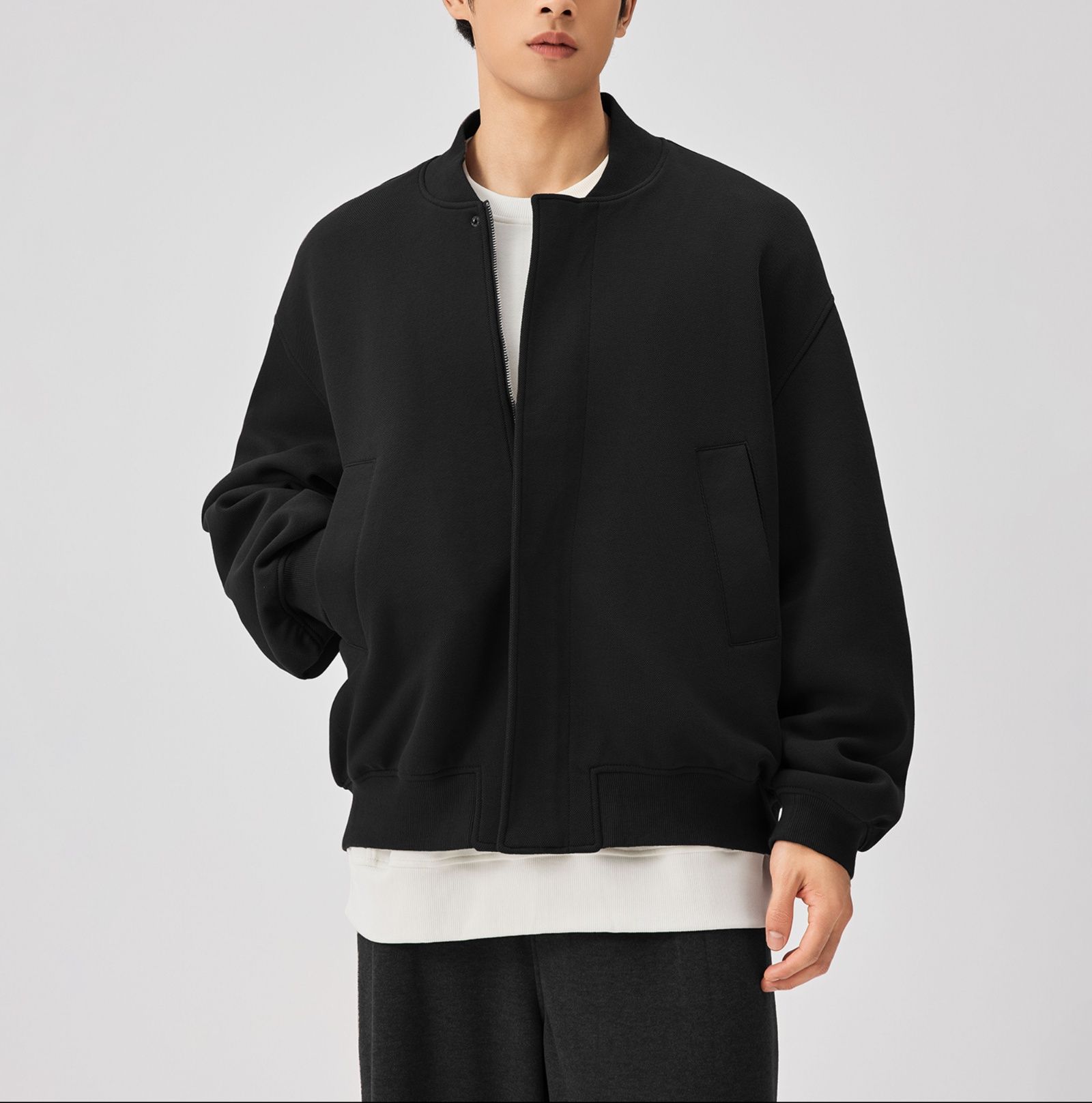 30代メンズファッション オーバーサイズスタンドカラーブルゾン