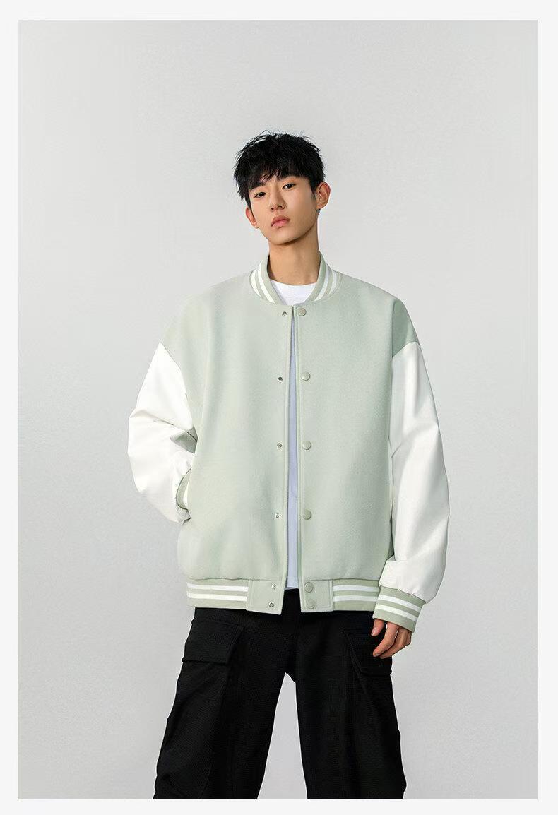 30代メンズファッション 配色スタジャン カレッジ風ブルゾンジャケット全4色