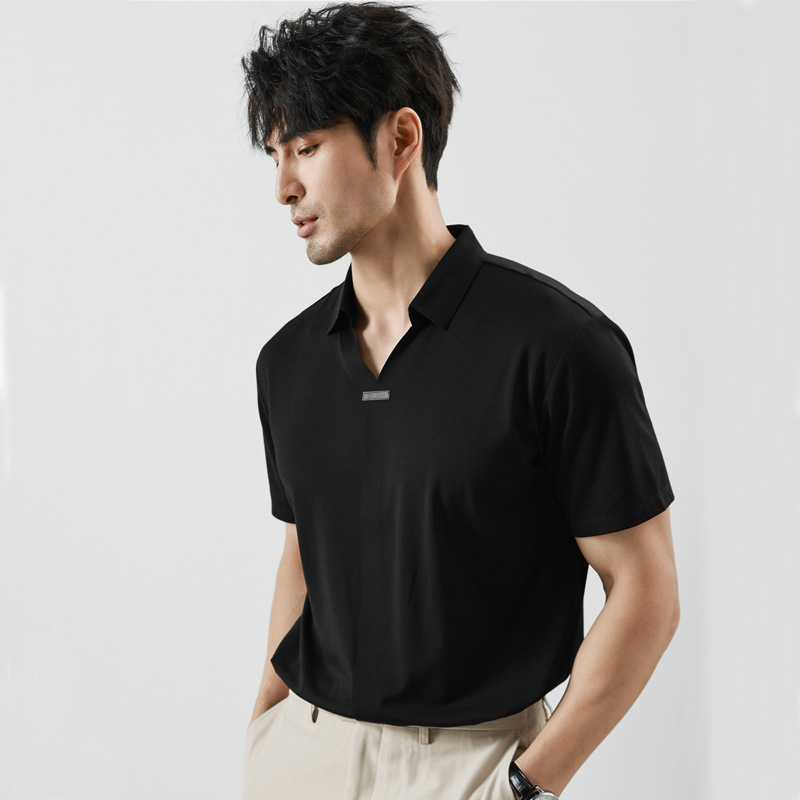 30代メンズファッション モダンスキッパー半袖シャツ
