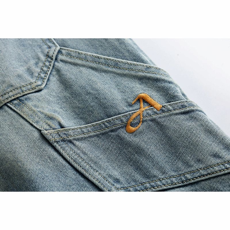 30代メンズファッション ダメージ加工デニムワイドパンツ