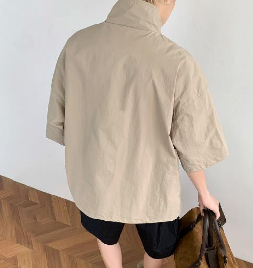 30代メンズファッション メンズ半袖ジップアップワークジャケット