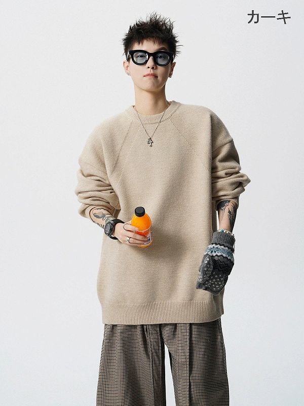 30代メンズファッション 無地長袖ニットセーター秋冬新作トップス