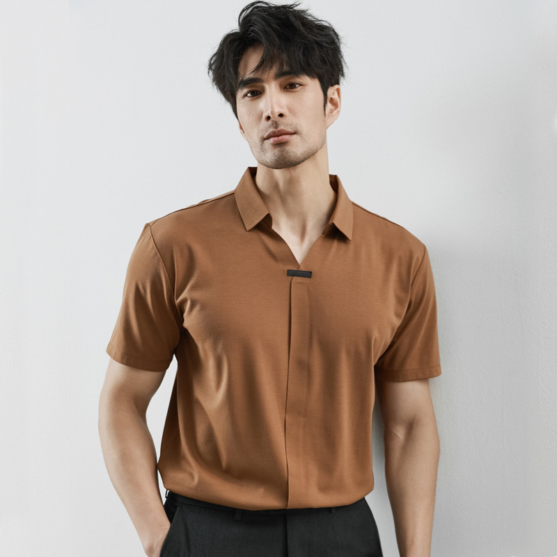30代メンズファッション モダンスキッパー半袖シャツ