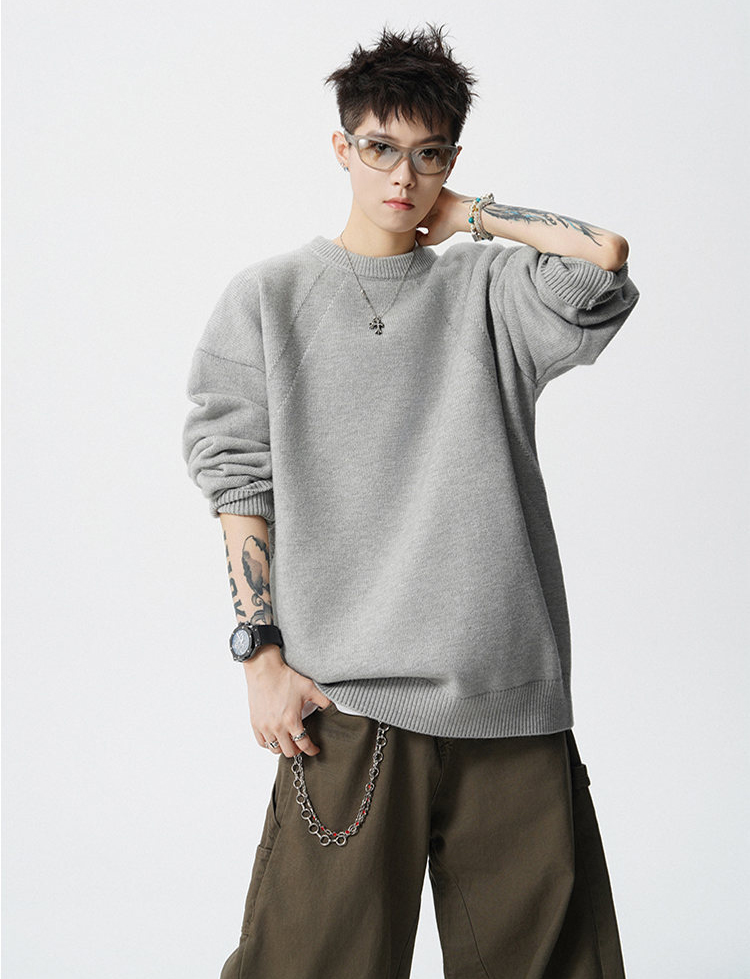 30代メンズファッション 無地長袖ニットセーター秋冬新作トップス