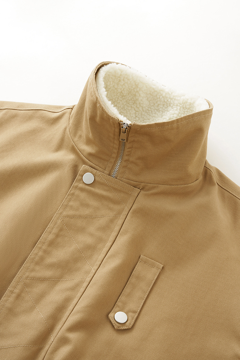 30代メンズファッション 取り外し襟付きボアジャケット裏起毛冬物アウター全3色