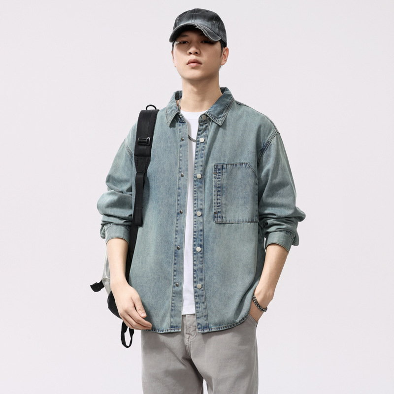 30代メンズファッション ゆったりデニムオーバーシャツ