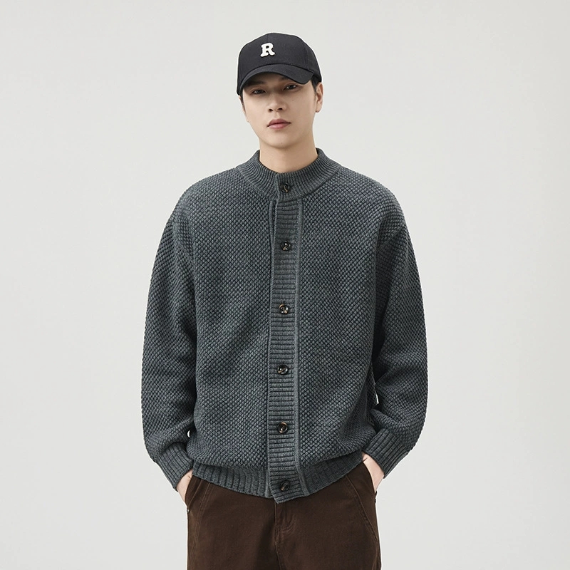 30代メンズファッション 男性用編み込みニットカーディガン秋冬新作