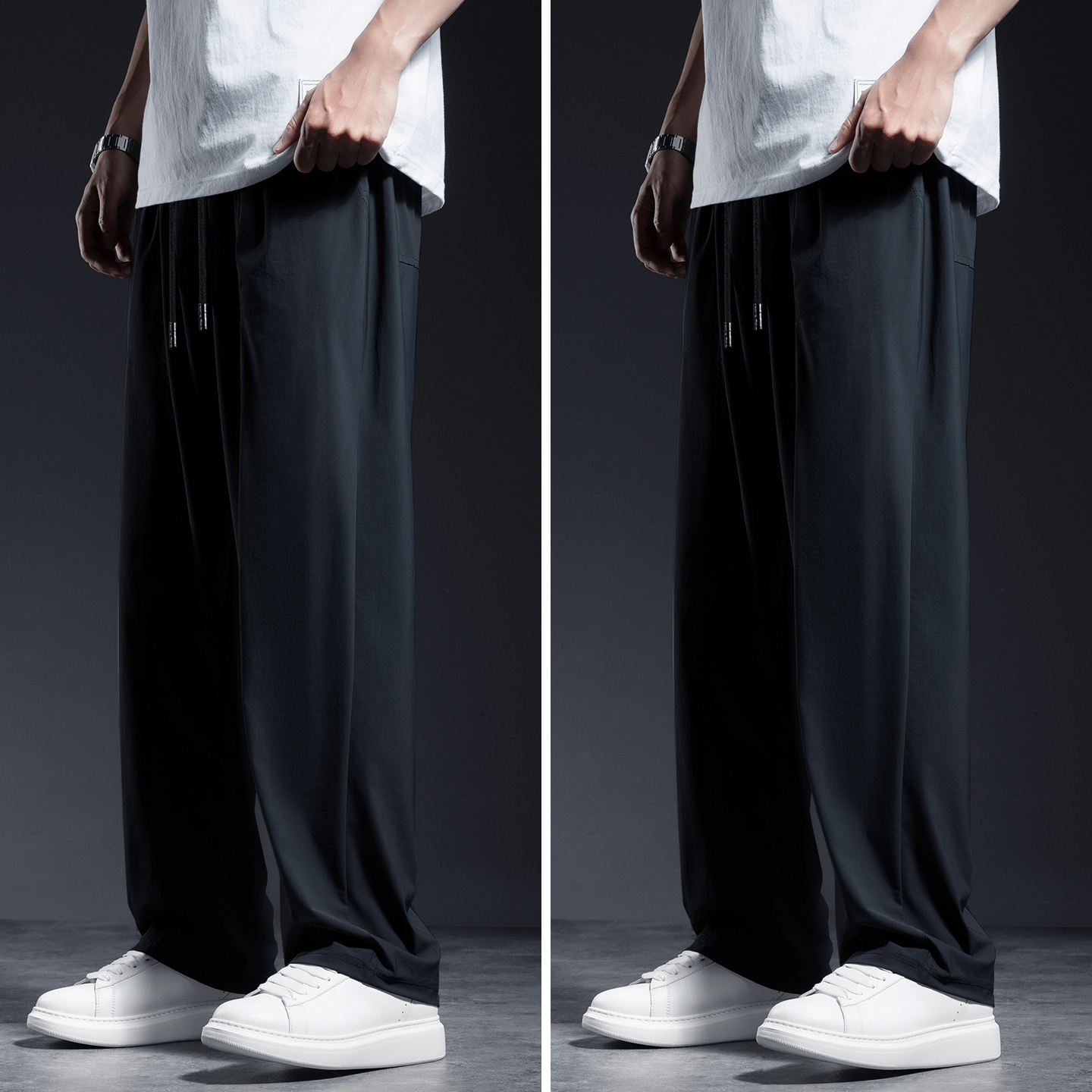 30代メンズファッション 超軽量ドレープワイドパンツ