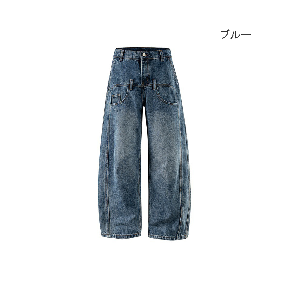 30代メンズファッション ワイドデニムパンツ ゆったりシルエット