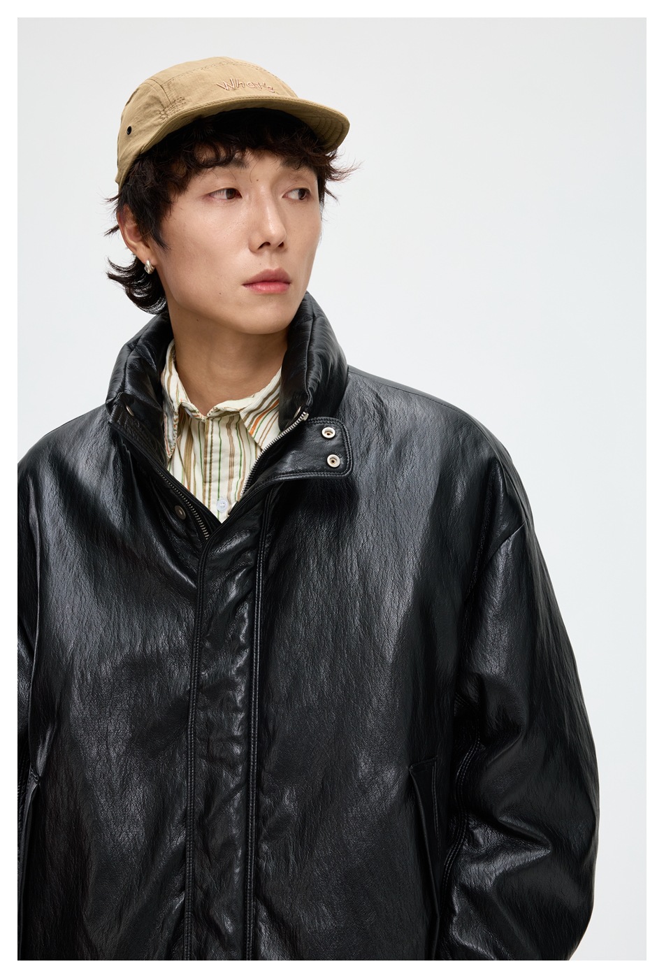 30代メンズファッション 合成皮革ダウンジャケット メンズ防寒アウター秋冬