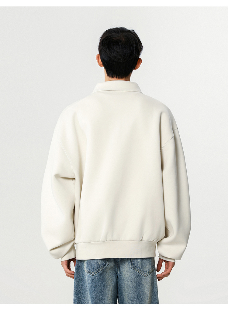 30代メンズファッション 無地ポロ襟スウェット 秋冬トレーナー