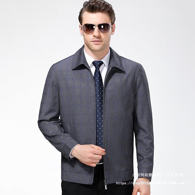 30代メンズファッション 襟付きジップアップビジネスジャケット