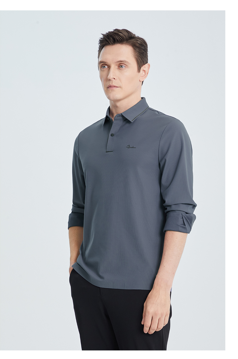 30代メンズファッション 上質シルエット長袖ポロシャツ