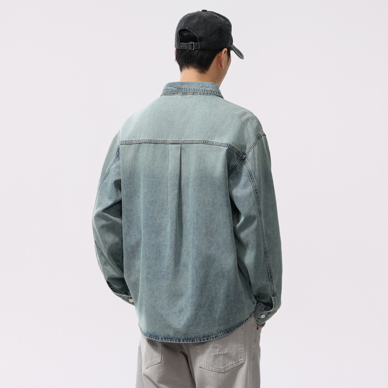 30代メンズファッション ゆったりデニムオーバーシャツ