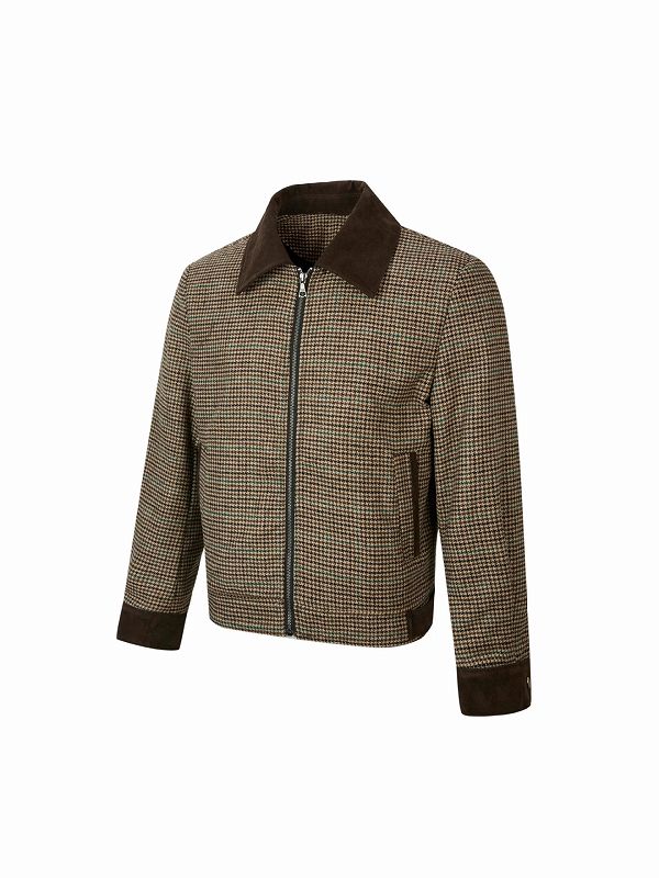 30代メンズファッション 千鳥格子ウール混紡ジャケット