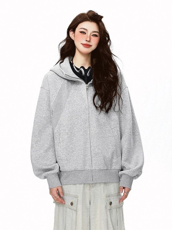 30代メンズファッション 無地ジップアップパーカー黒メンズ秋冬新作