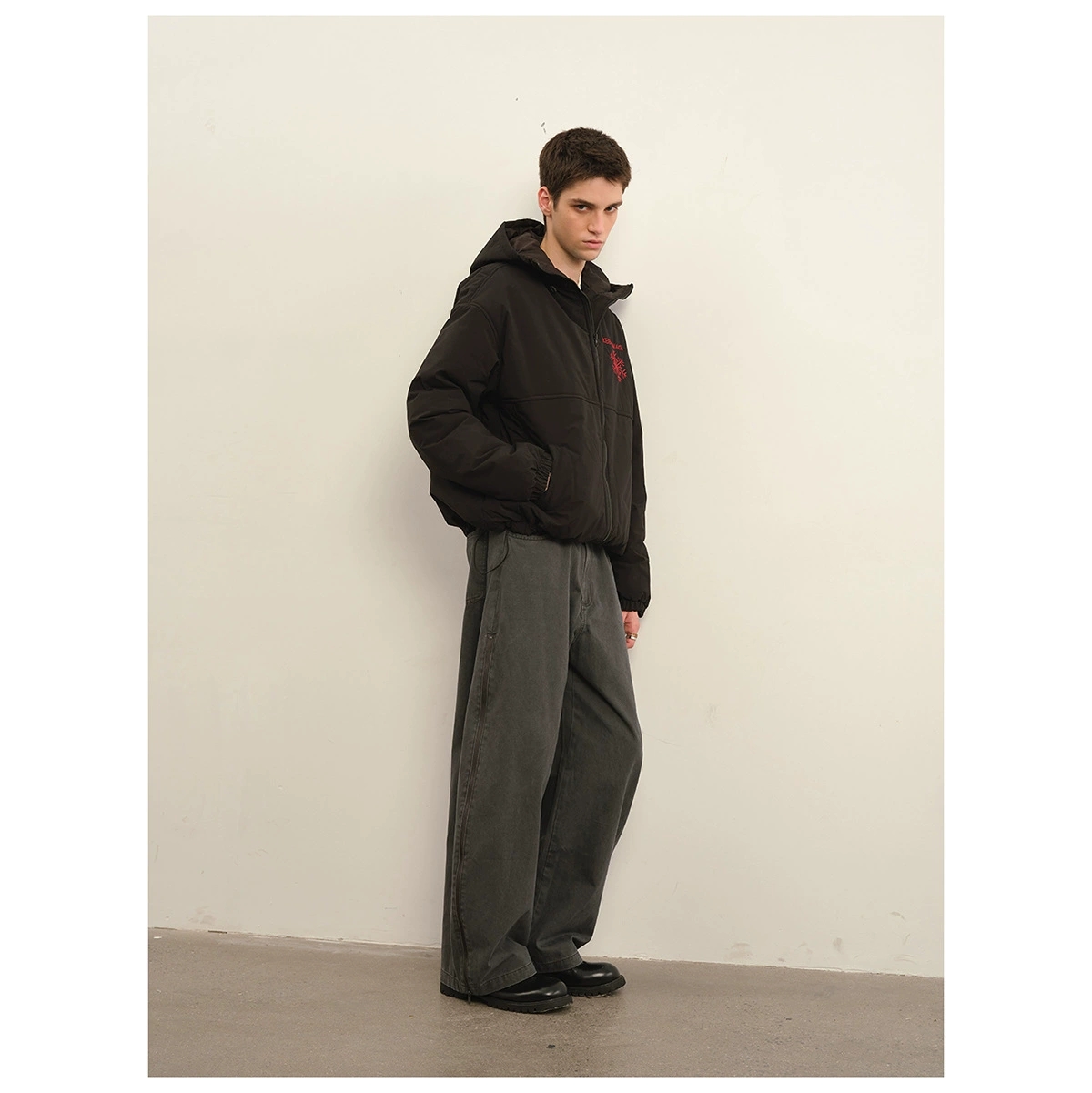 30代メンズファッション ワーク風ワイドパンツ サイドライン入り秋冬新作