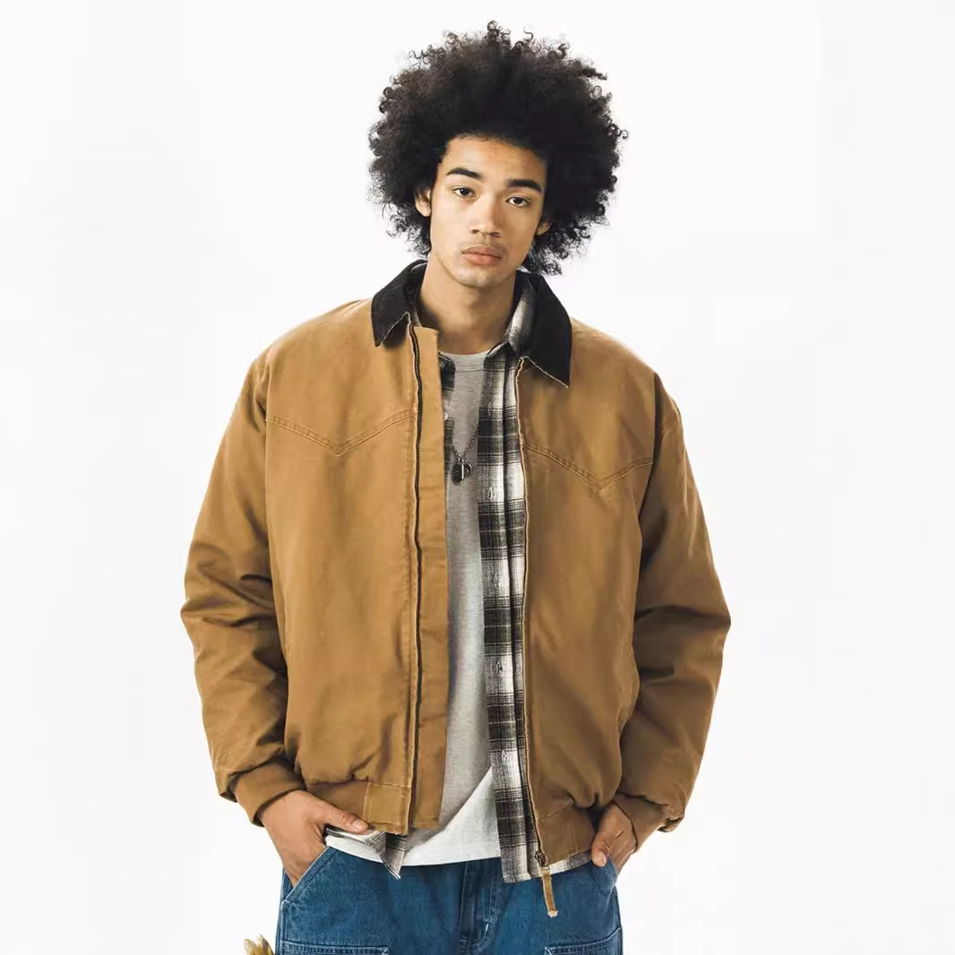 30代メンズファッション コーデュロイ襟ワークジャケット