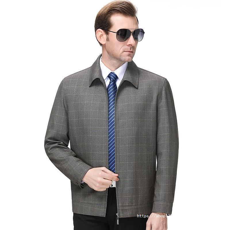 30代メンズファッション 襟付きジップアップビジネスジャケット