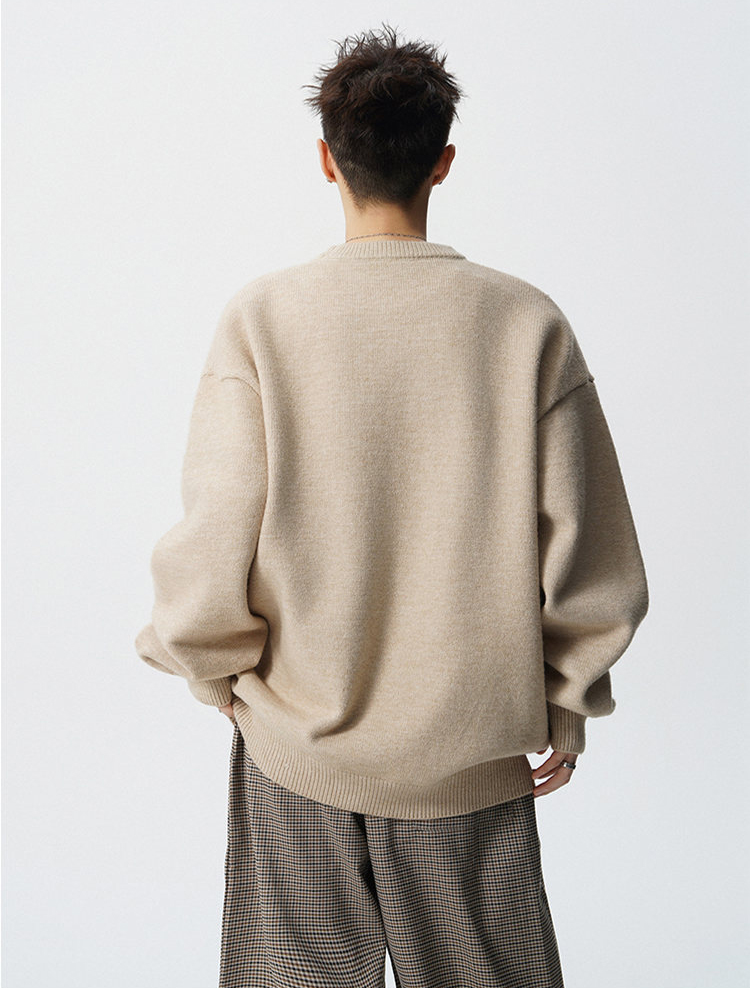 30代メンズファッション 無地長袖ニットセーター秋冬新作トップス