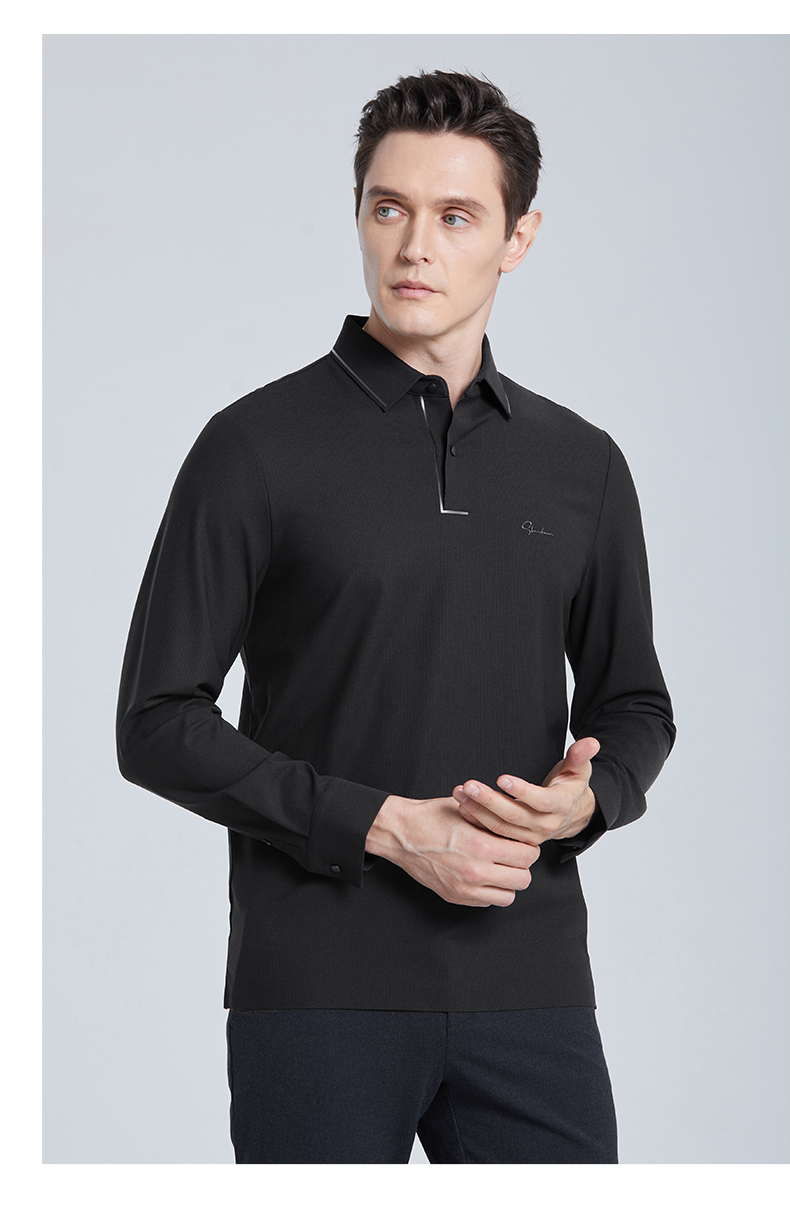 30代メンズファッション 上質シルエット長袖ポロシャツ