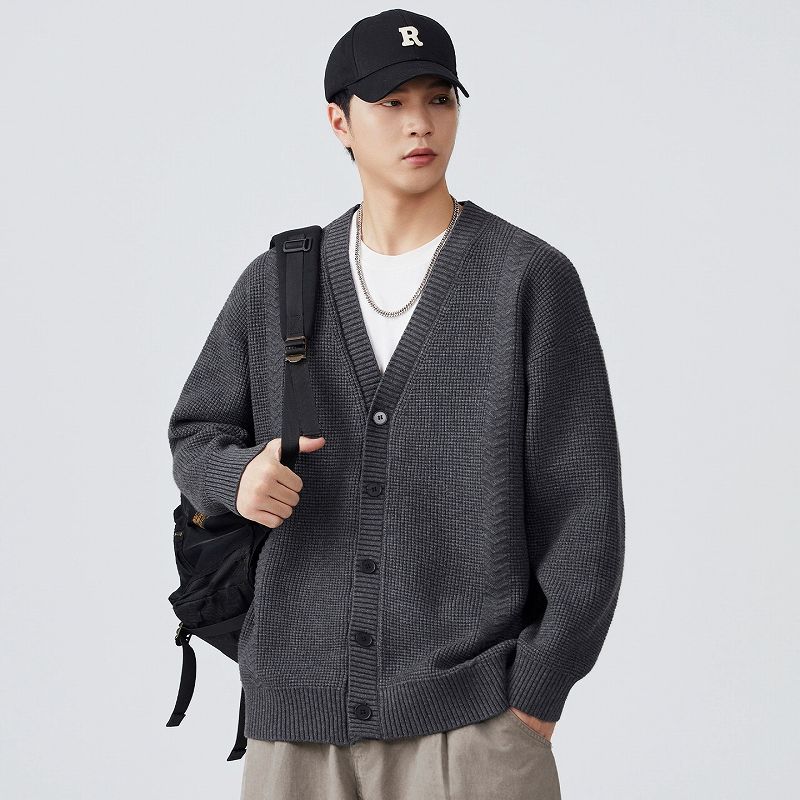 30代メンズファッション ニット編み メンズカーディガン  