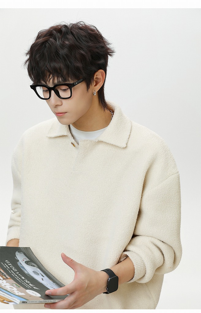 30代メンズファッション  襟付きニットセーター 