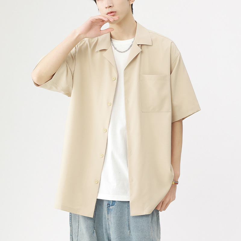 30代メンズファッション シンプル リラックス オープンカラーシャツ