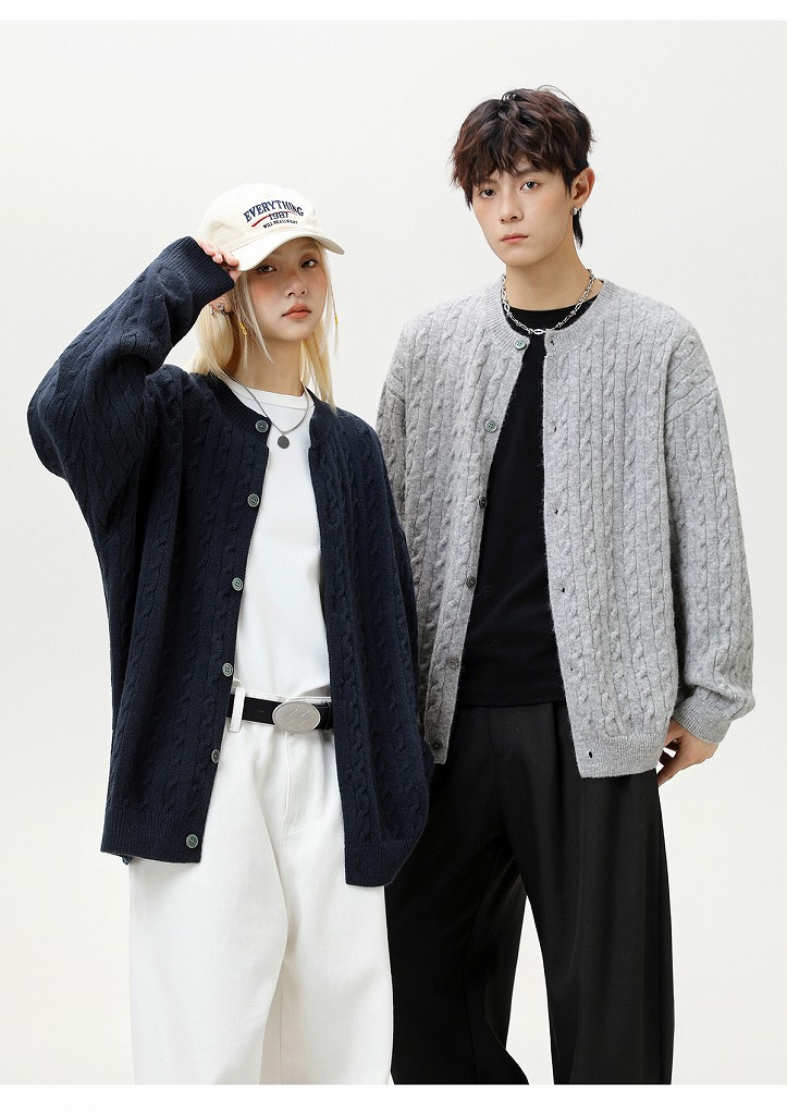 30代メンズファッション 秋冬新作ケーブル編みカーディガン