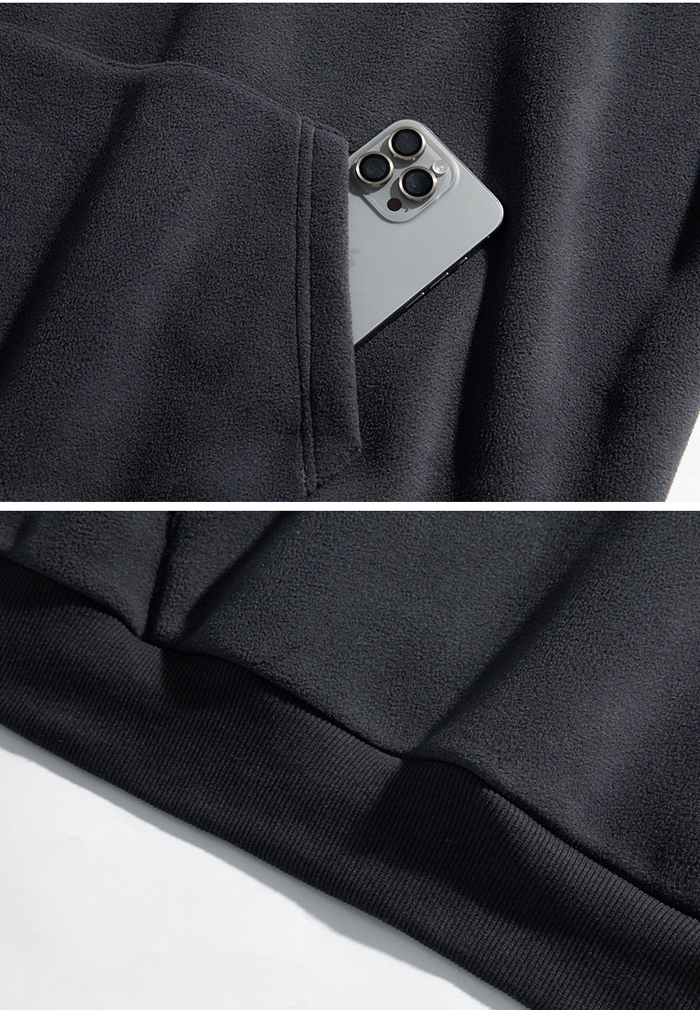 30代メンズファッション 無地ハーフジップパーカー フード付き裏起毛