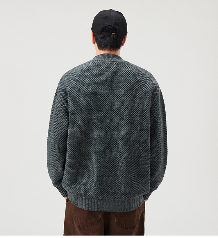 30代メンズファッション 男性用編み込みニットカーディガン秋冬新作