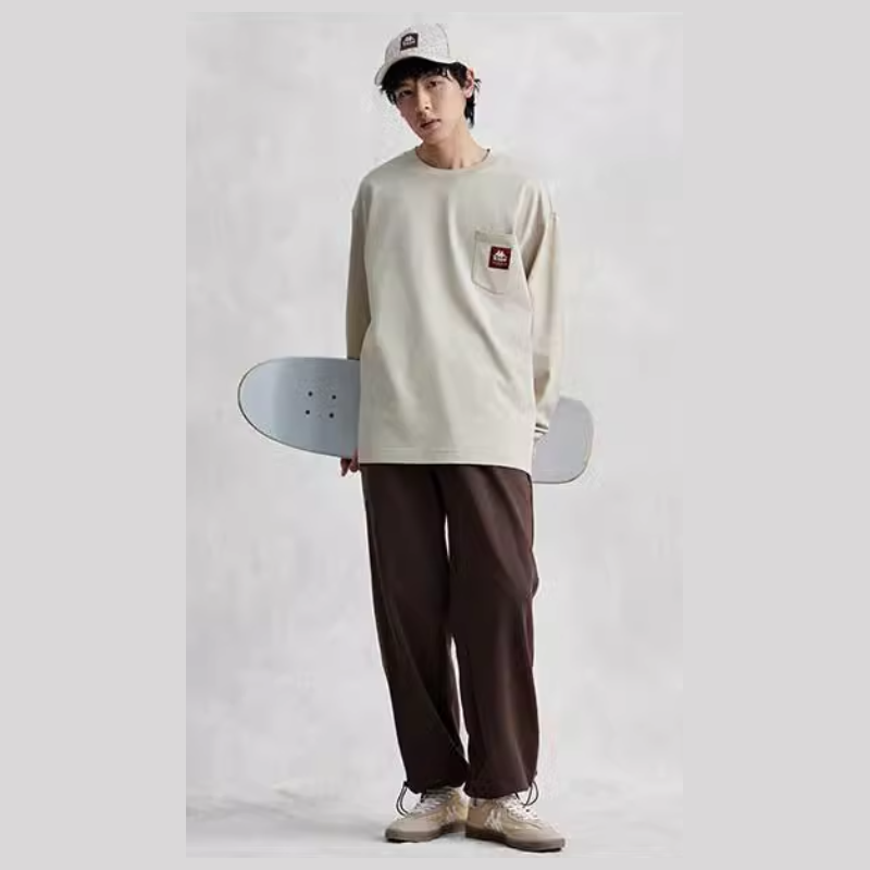 30代メンズファッション リラックス胸ポケット長袖トレーナー