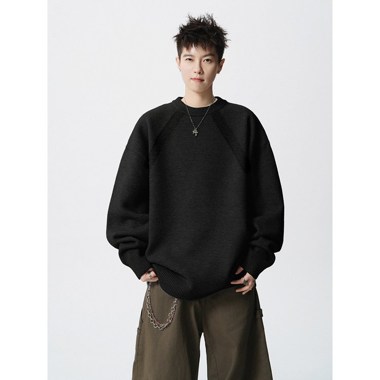 30代メンズファッション 無地長袖ニットセーター秋冬新作トップス