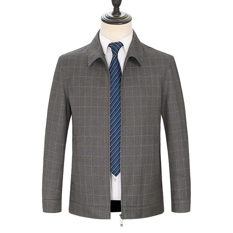 30代メンズファッション 襟付きジップアップビジネスジャケット