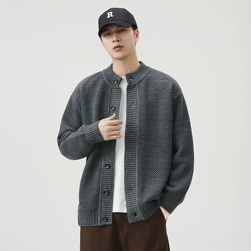 30代メンズファッション 男性用編み込みニットカーディガン秋冬新作