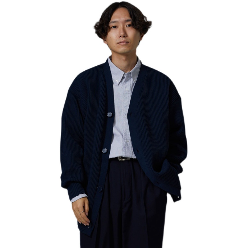 30代メンズファッション 立体リブ編み オーバーサイズカーディガン
