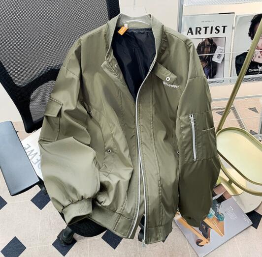 30代メンズファッション メンズ ノーカラー ボンバージャケット