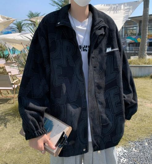 30代メンズファッション 秋冬コーデュロイジャケット メンズ黒