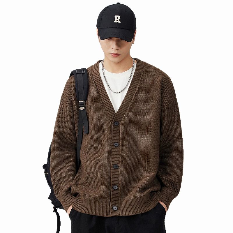 30代メンズファッション ニット編み メンズカーディガン  