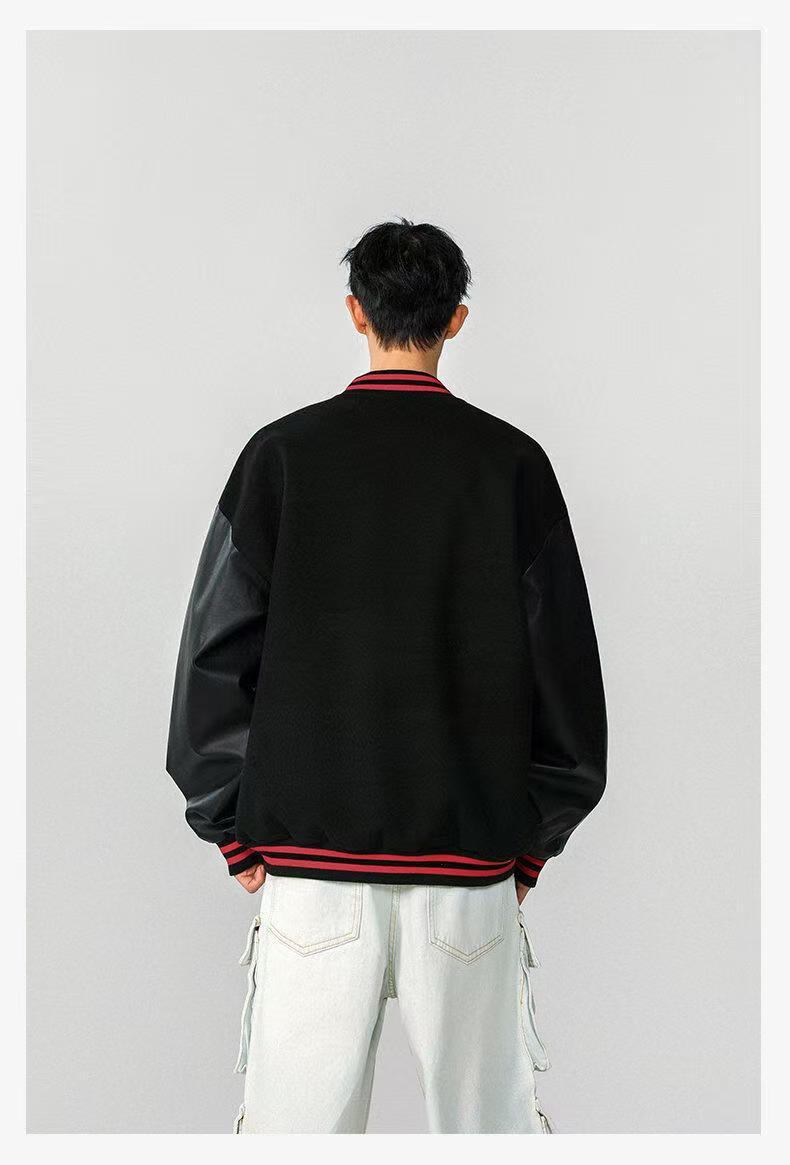 30代メンズファッション 配色スタジャン カレッジ風ブルゾンジャケット全4色