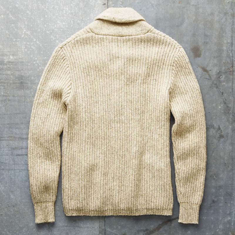 30代メンズファッション しっかり編み込みショールカーディガン
