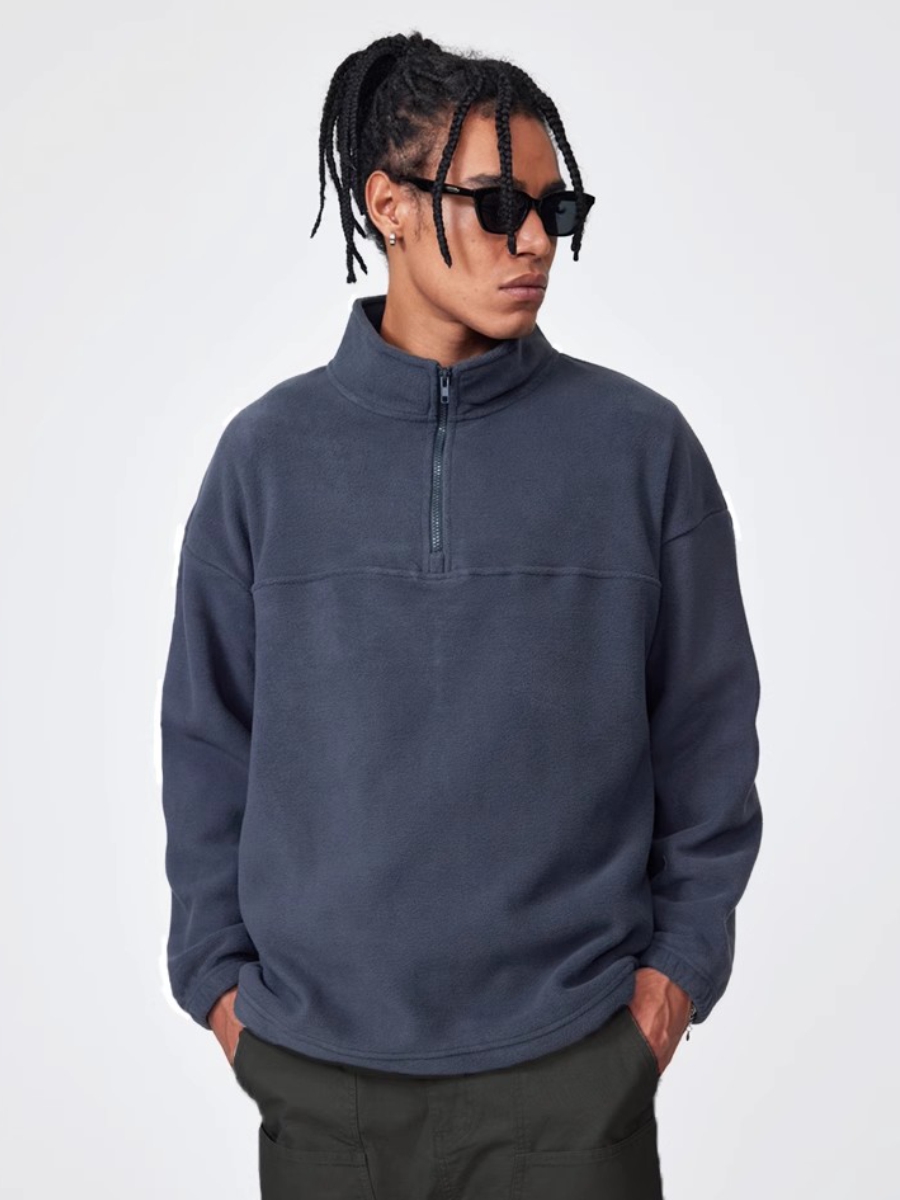 30代メンズファッション ハーフジップ フリースプルオーバー