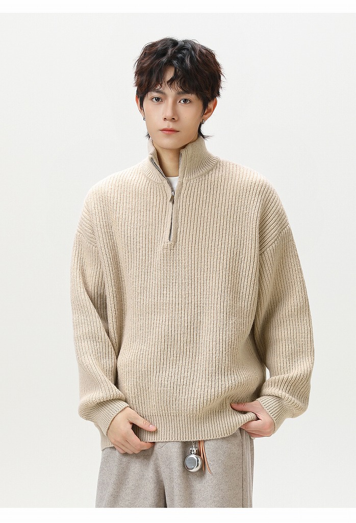 30代メンズファッション ハーフジップニットセーター