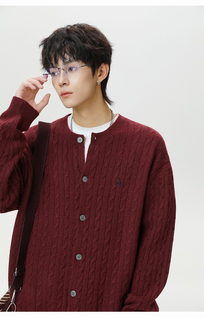 30代メンズファッション 秋冬新作ケーブル編みカーディガン